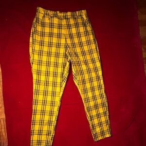VTG Hot Topic gold academia plaid punk goth cosplayy steampunk pants Med